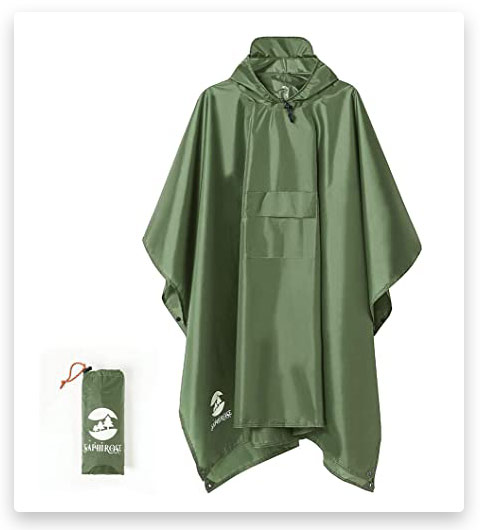 SaphiRose Hooded Rain Poncho Waterproof Raincoat Jacket for Men Women Adults
