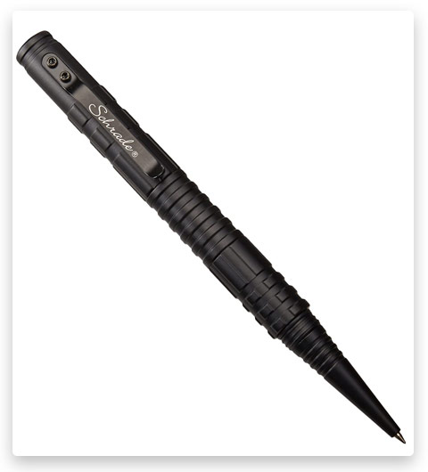 Schrade SCPEN4BK 5.9in Aluminum Refillable Screw-Off Tactical Pen for Outdoor Survival, Protection and EDC