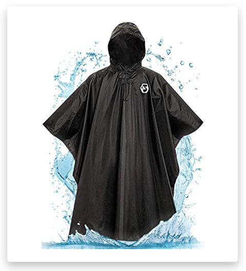 Foxelli Hooded Rain Poncho – Waterproof Emergency Military Ponchos for Adults