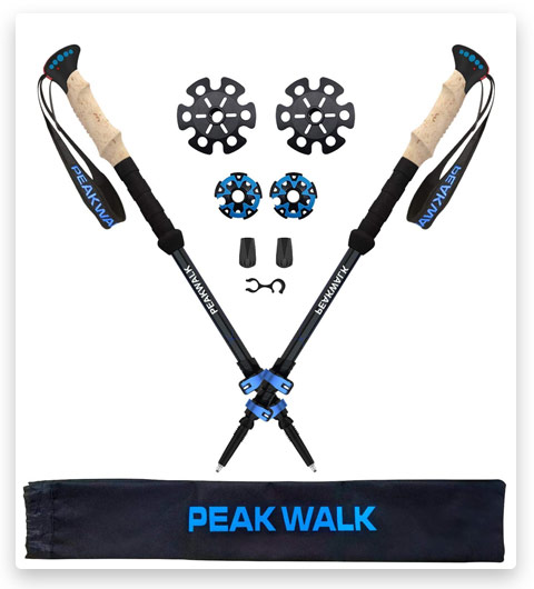 PEAK WALK Trekking Poles, Ultra-Light 7.5 oz, 3K Carbon Fiber Hiking Poles