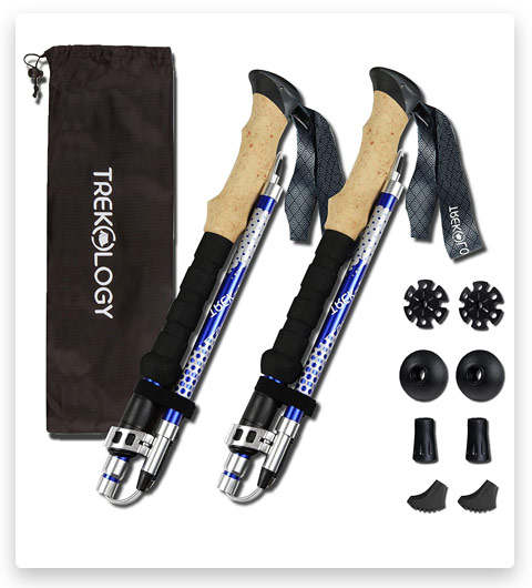 TREKOLOGY Trek-Z Trekking Hiking Poles - 2pc Pack Collapsible Folding Walking Sticks