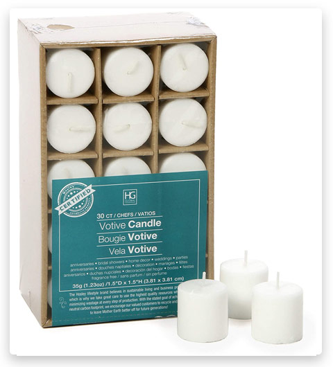 Hosley Set of 30 Unscented Votive Candles White