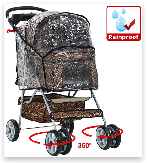 BestPet Pet Stroller Cat Dog Cage Stroller