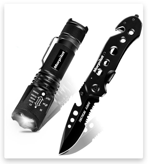 Morpilot Tactical Flashlight and Pocket Knifes Set