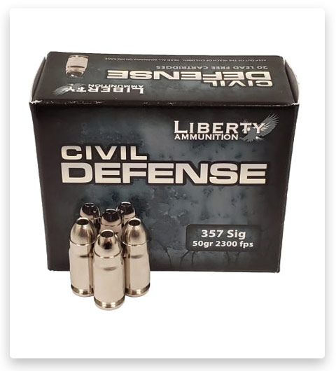Liberty Civil Defense 357 SIG Ammo 50 grain