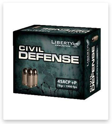 Liberty Civil Defense 45 ACP Ammo +P 78 grain
