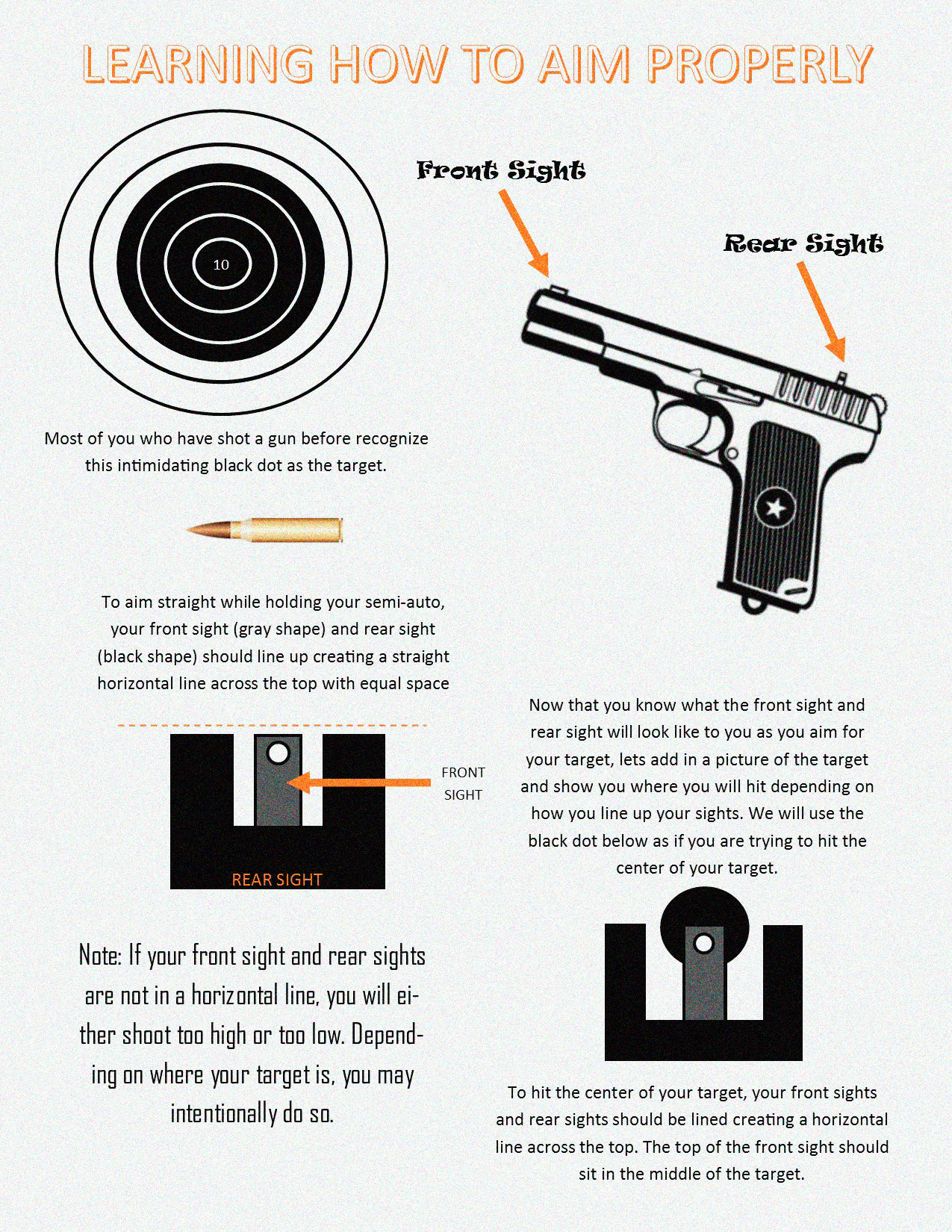 How to aim a handgun?