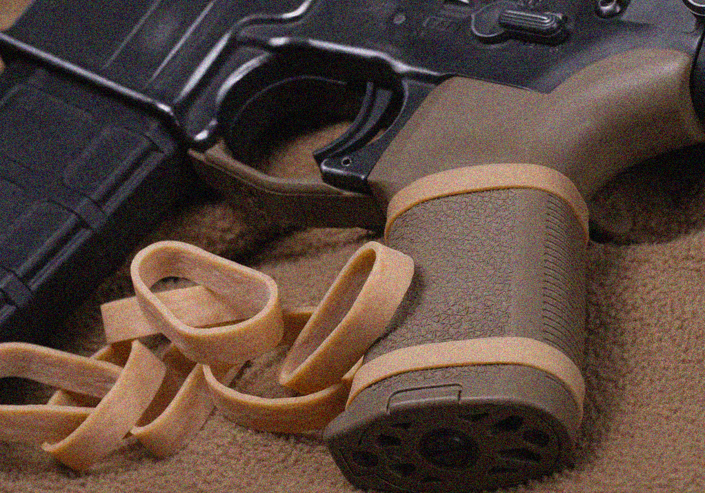 Why rubber bands on gun handle?
