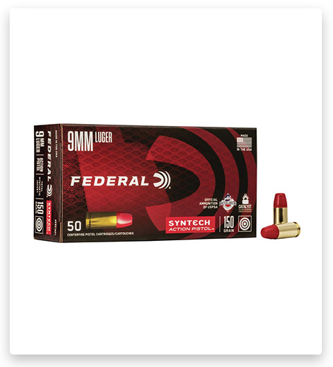 Federal Premium Syntech Action Pistol 9mm Luger 150 Grain Syntech Jacket Flat Nose