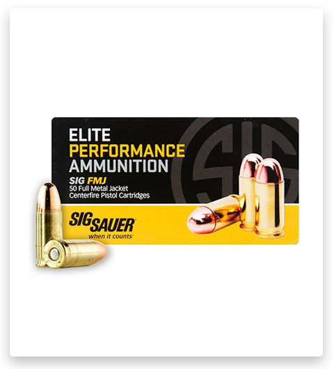 SIG SAUER Elite Ball 9 mm Luger 115 grain Full Metal Jacket Brass Cased