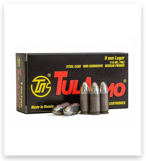 TulAmmo 9mm Luger 115 grain Full Metal Jacket (FMJ) Steel Casing