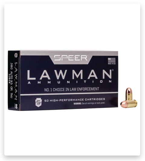 TMJ - Speer Lawman Handgun Training - .380 ACP - 95 Grain - 50 Rounds