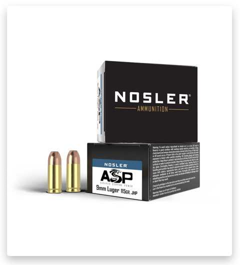 JHP – Nosler ASP – 9mm Luger – 115 Grain – 20 Rounds