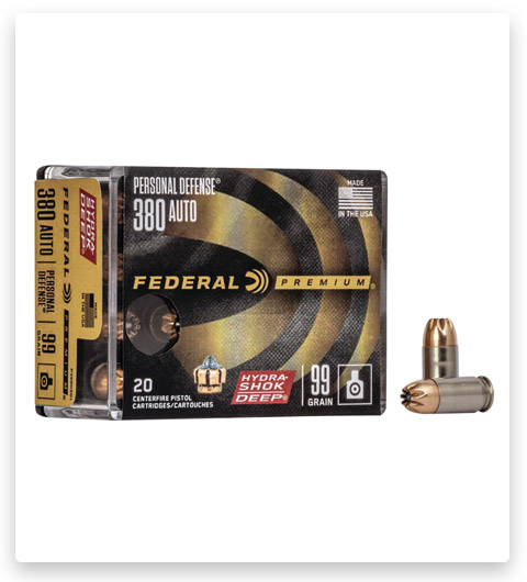 JHP - Federal Premium Hydra-Shok - .380 ACP - 99 Grain - 20 Rounds