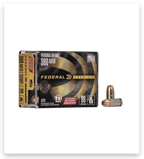 JHP – Federal Premium Hydra-Shok – .380 ACP – 99 Grain – 20 Rounds