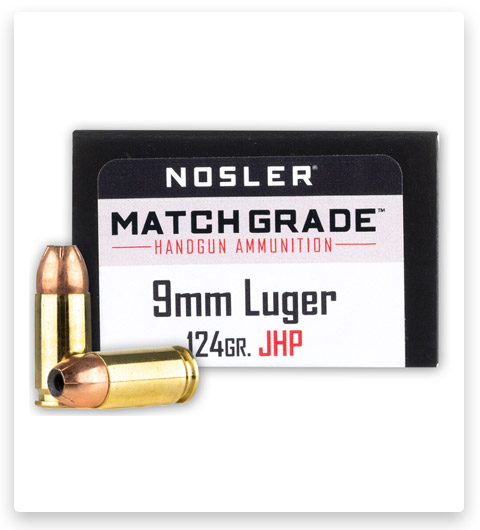 JHP - Nosler Match Grade - 9mm - 124 Grain - 20 Rounds