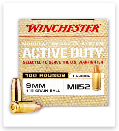 FMJ – Winchester Active Duty – 9mm – 115 Grain – 500 Rounds