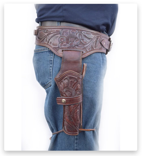 Leathertown-USA-Gun-Holster-&-Belt-Cowboy-Western-Style-Rig-.44.45-Cal-Single-Drop-Holster-Standard-Long-Barrel